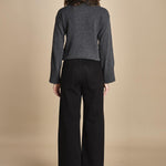 denim a zampa con taschine FAUVE BLACK fam 