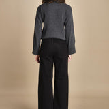 denim a zampa con taschine FAUVE BLACK fam 