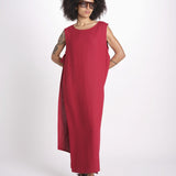 abito in lino con drappeggio U1620L ROSSO dusan 