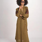 caftano lungo con ricami BE 25244 KHAKI WHINE benaras soleil 