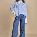 pantalone in denim con pinces KATHERINE MJD217_ATEX45 J0051 BLUE DENIM jejia 