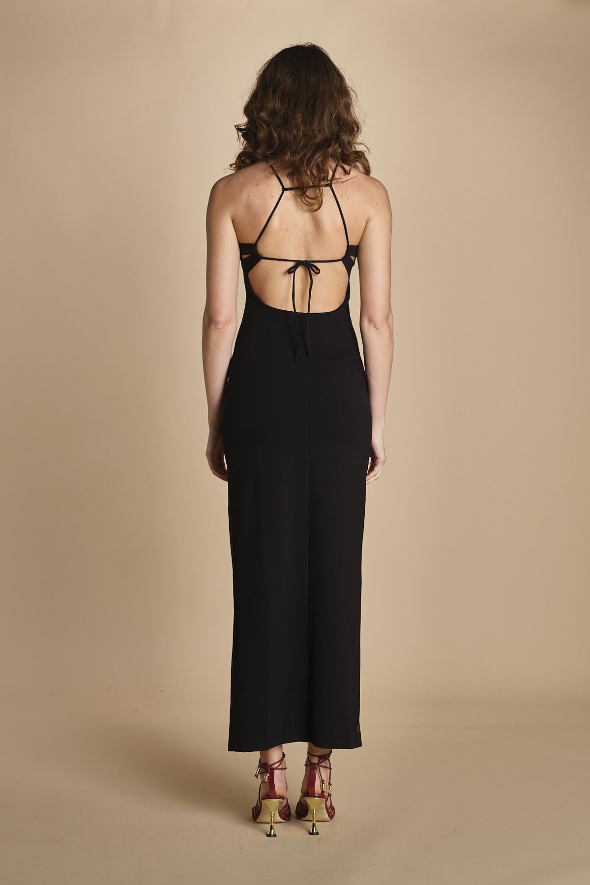 abito lungo con scollo squadrato PALMERA BLACK undress code 