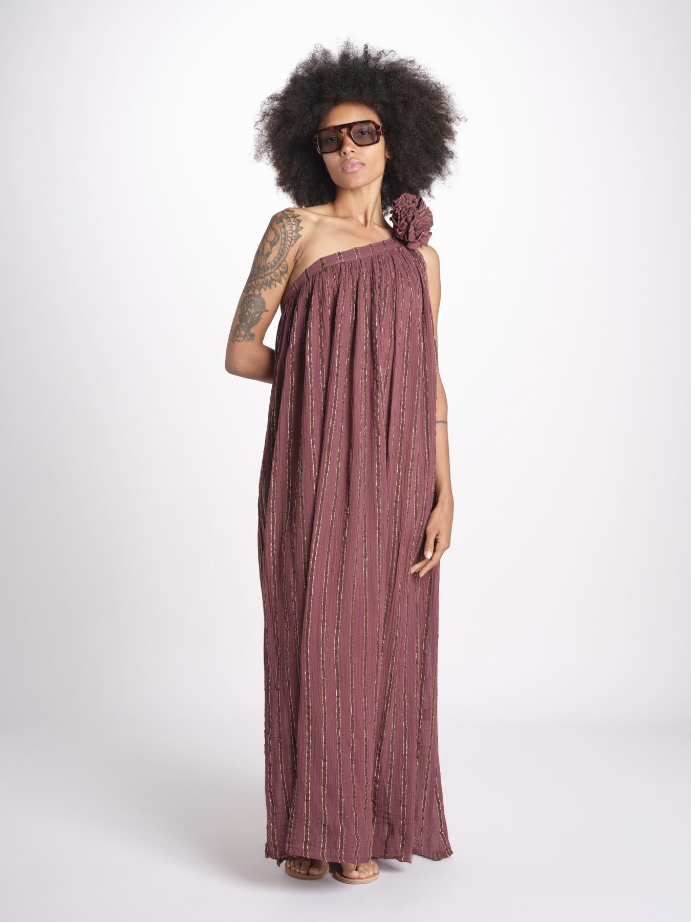 abito monospalla in lurex gessato KALISTA WINE christianzen 