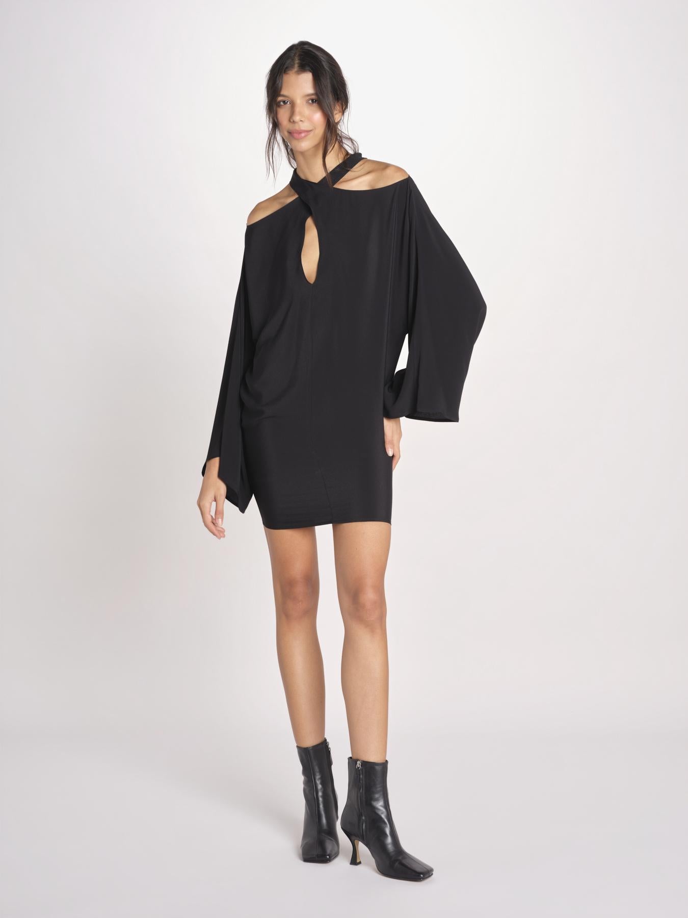 mini abito con collo intrecciato 41235-412 NERO 29 federica tosi 