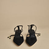 decolté in suede con lacci alla caviglia ODESSA 50 F887SDE BLK studio AMELIA 