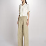 pantalone in canvas con pinces B042-02152-1186 KAKI CHIARO n21 