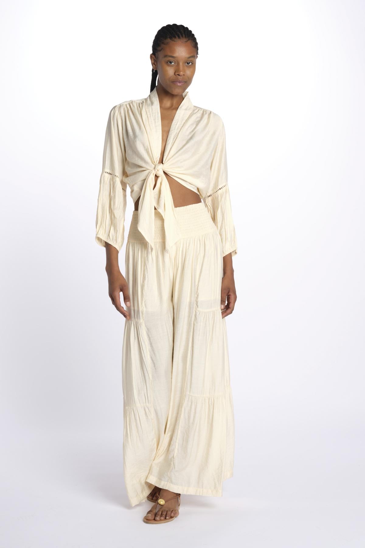 EMILE pantaloni con balze EMILE SAND laraethnics 