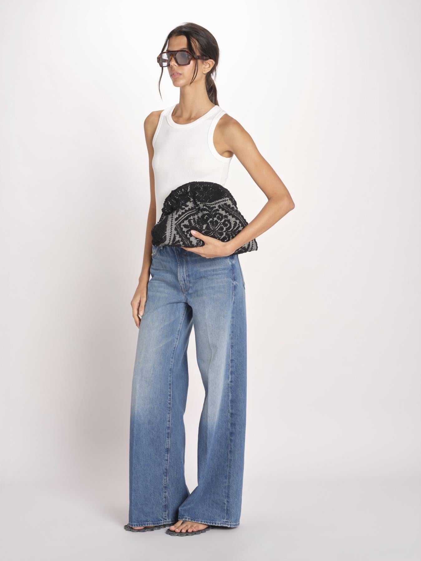 clutch in spugna dipinta a mano PM-25E18-R BL 08 BLACK le daf 