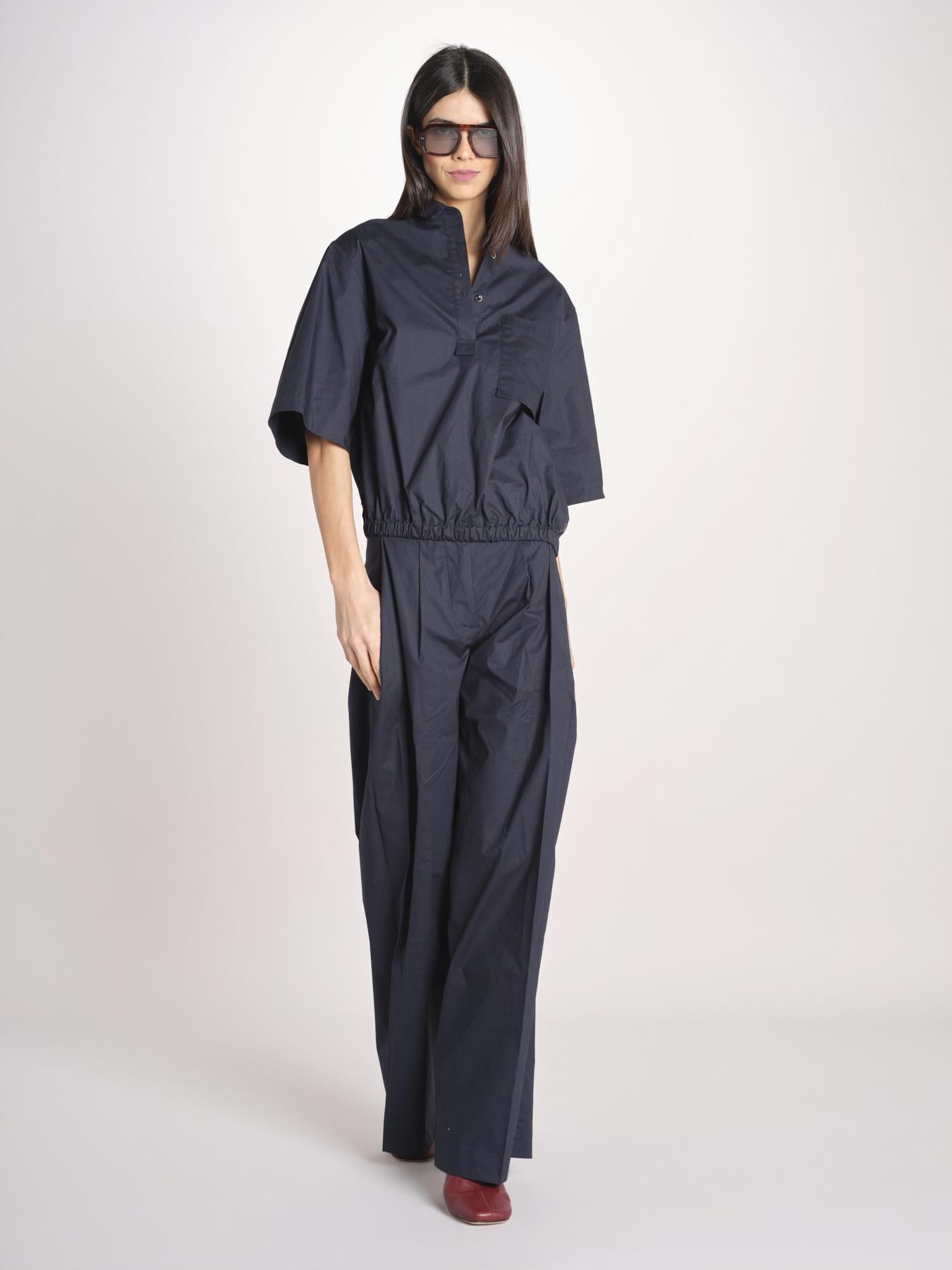 pantalone in cotone con pines PETRA PE99 NAVY nine in the morning 