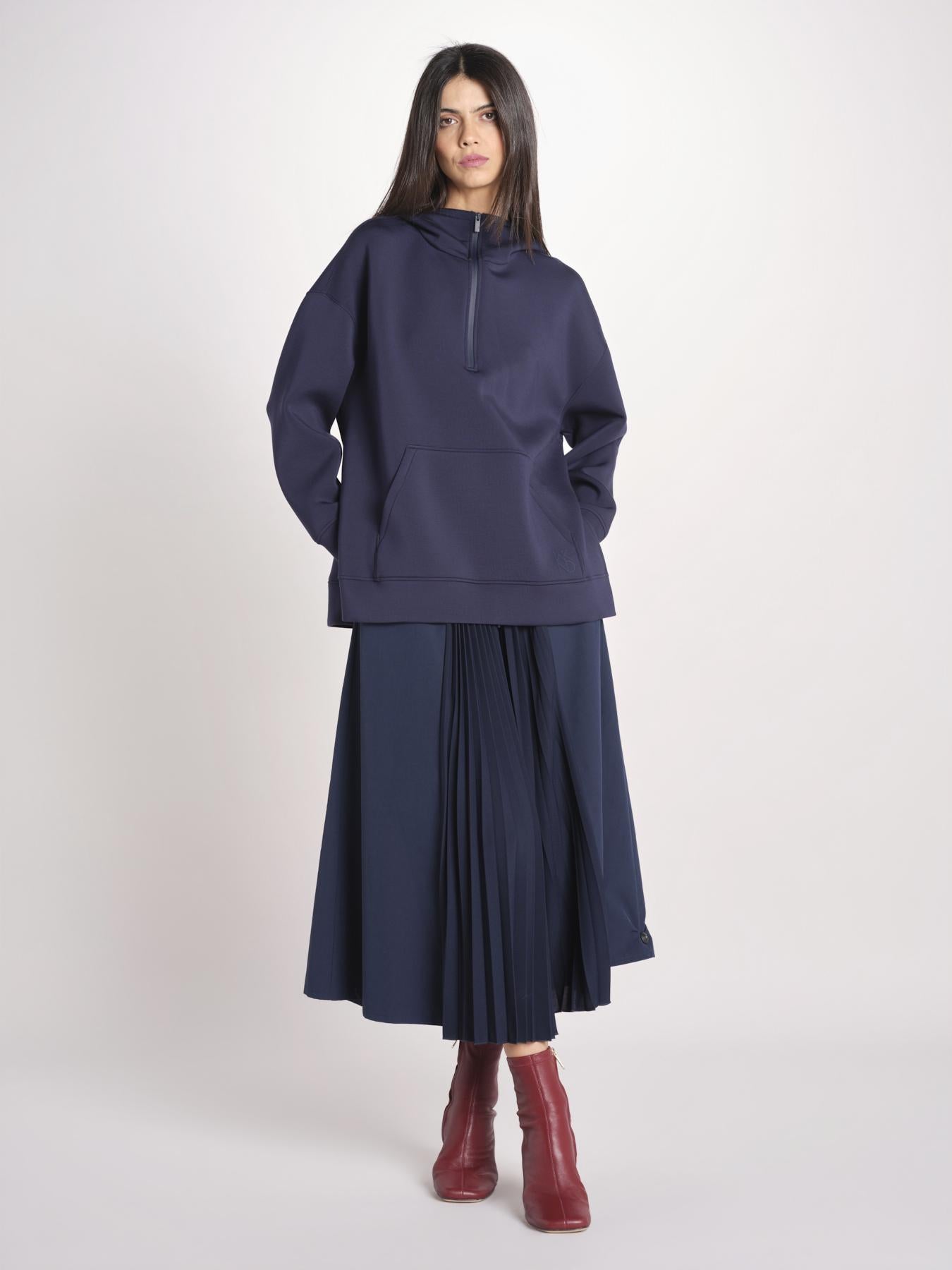 felpa lunga con cappuccio e collo a cratere regolabile RADURA 2615921011600 002 BLU weekend maxmara 