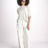 camicia con ricamo punto croce FLEUR 765407 ECRU mabe 