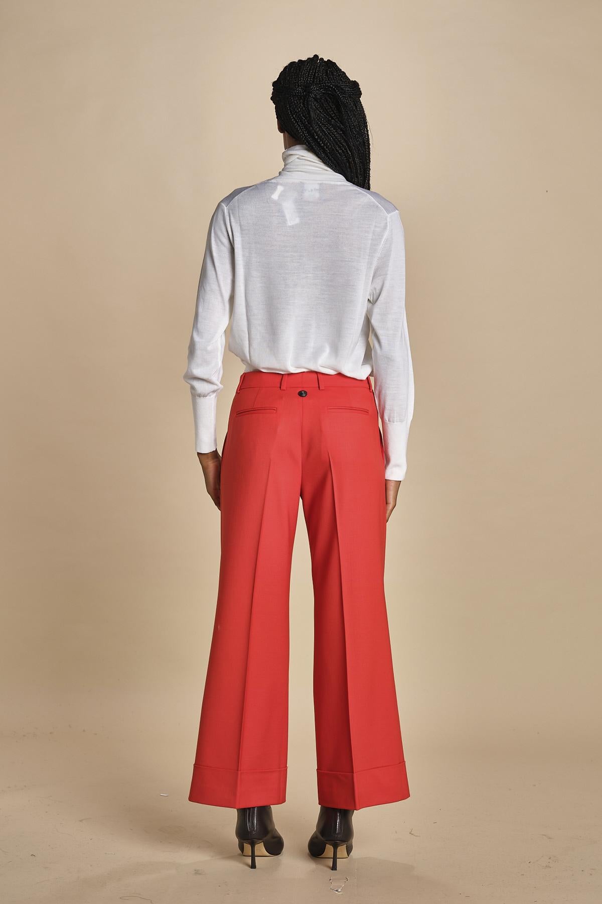 pantalone cropped con risvolto in gabardina MELODIA 652339 38 quelledue 