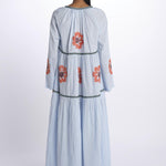 TALI FLOWER abito con fiori ricamati multicolor by milaura. BE24932DRESS LT BLUE benaras soleil 