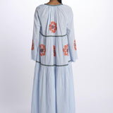 TALI FLOWER abito con fiori ricamati multicolor by milaura. BE24932DRESS LT BLUE benaras soleil 