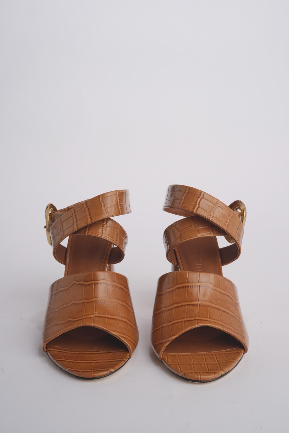 Sandalo ALLEGRA 90 MULE tacco largo F819CRC CAMEL studio AMELIA 