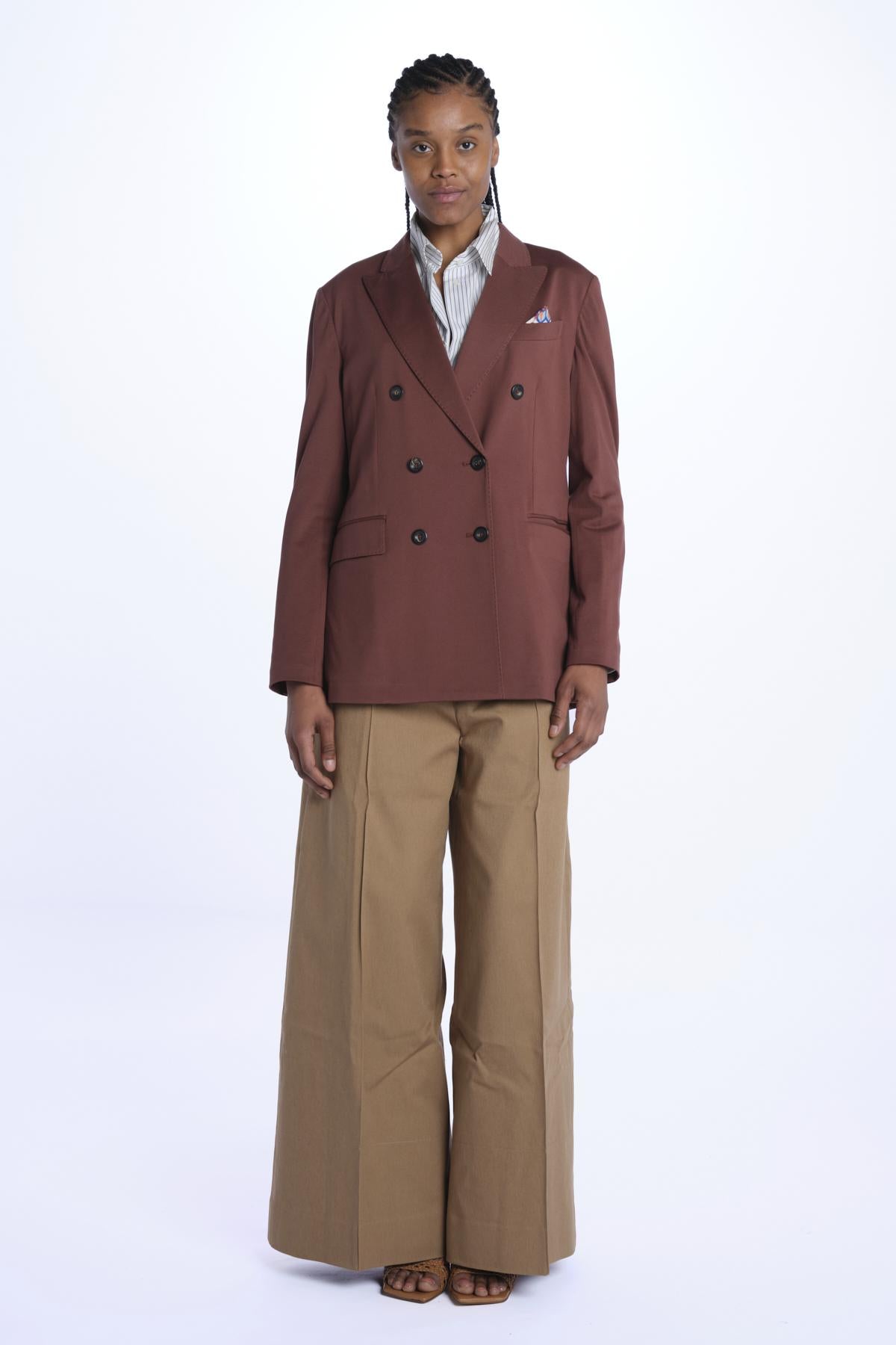 Giacca doppio petto piquet filo scozia 3393 BROWN circolo 1901 