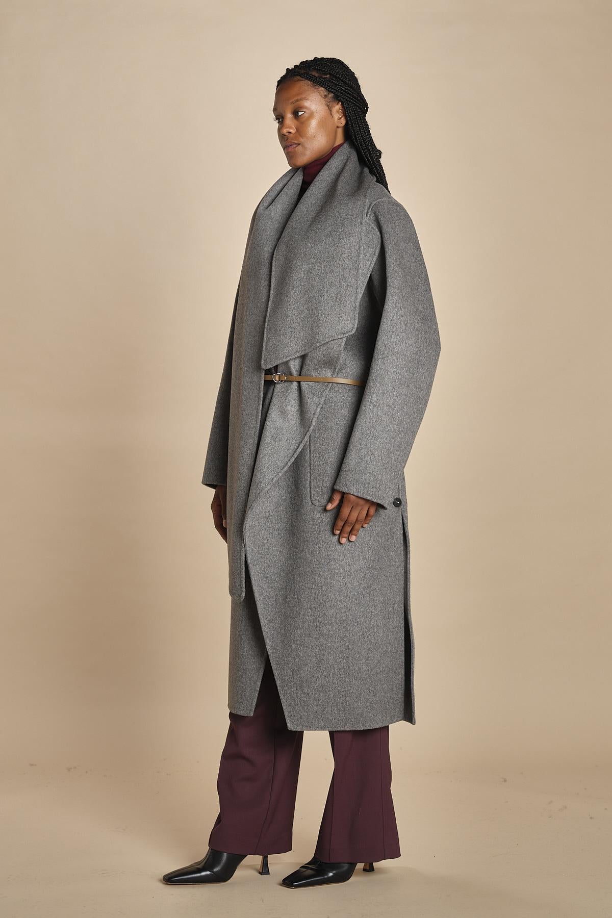 cappotto double con sciarpa VALERAN 3HVA36-V01001 GRIS CHINE vanessa bruno 