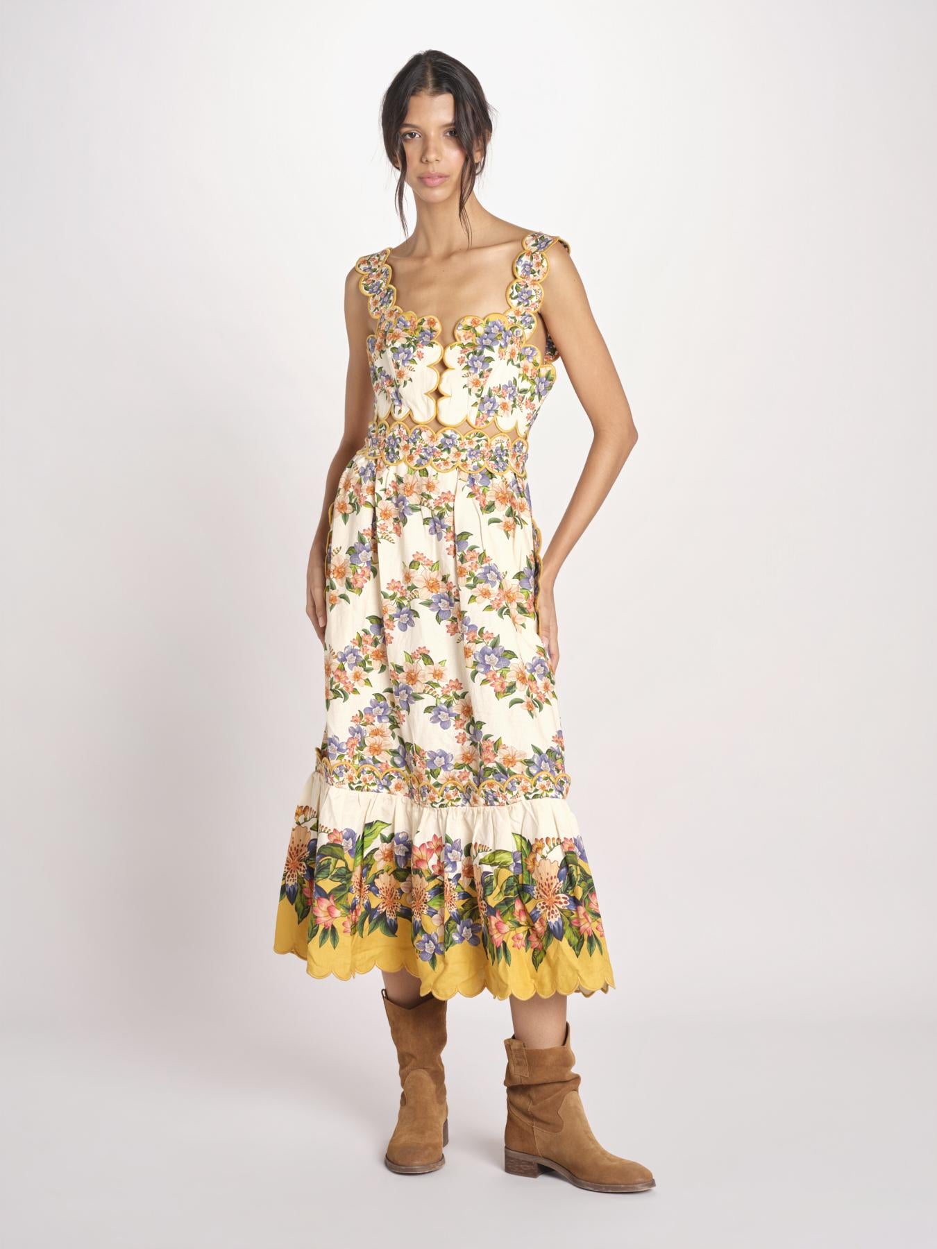 abito longuette a fiori HILO STRIPES SAND MINI DRESS 353553 HILO STRIPES SAND farm rio 