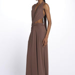 KALISA abito maxi con twist frontale KALISA TAUPE BROWN amazuìn 
