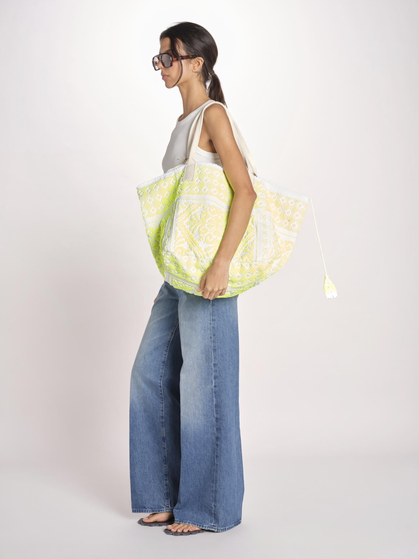 shopping quadrata dipinta a mano SHQM.26E18 Y YELLOW FLUO le daf 