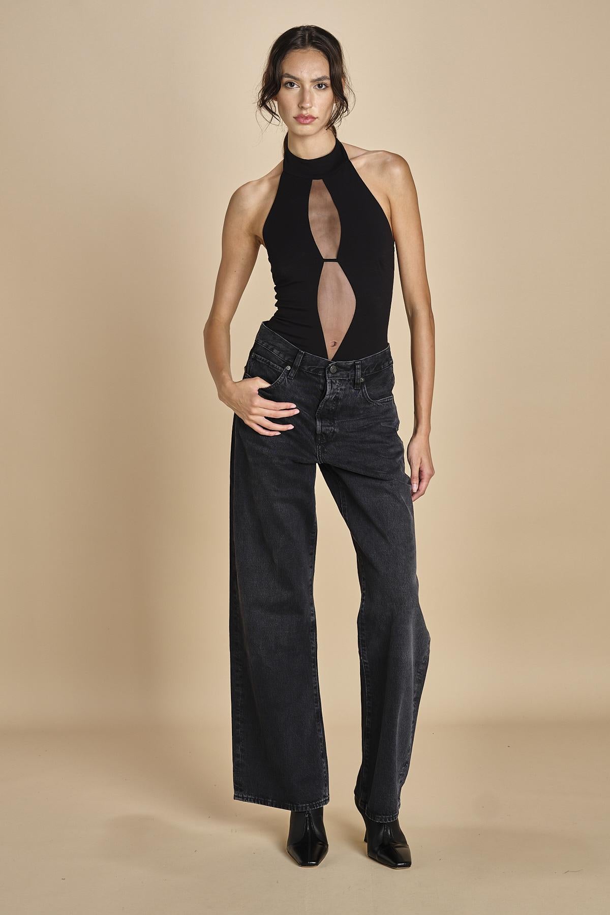 JOLIE BODYSUIT body senza maniche con striscia di tulle centrale JOLIE BLACK undress code 