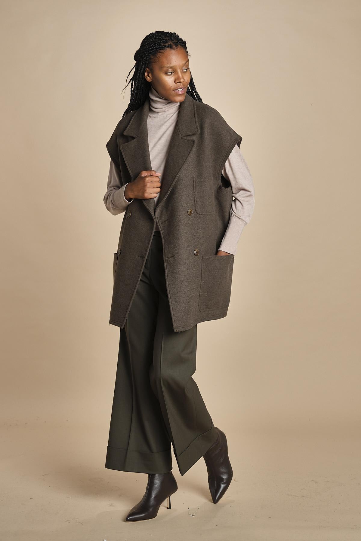 pantalone cropped con risvolto in gabardina MELODIA 652339 44 quelledue 