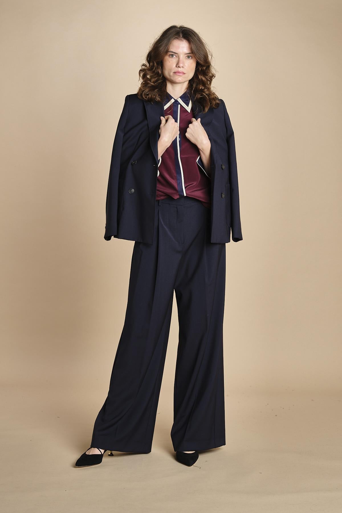 camicia con collo e polsi a contrasto CR_3069T BURGUNDY bodice 