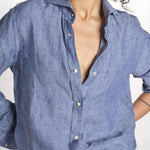 camicia uomo lino con automatici SABRILI DENIM milaura 