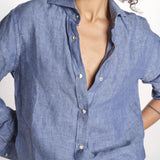 camicia uomo lino con automatici SABRILI DENIM milaura 