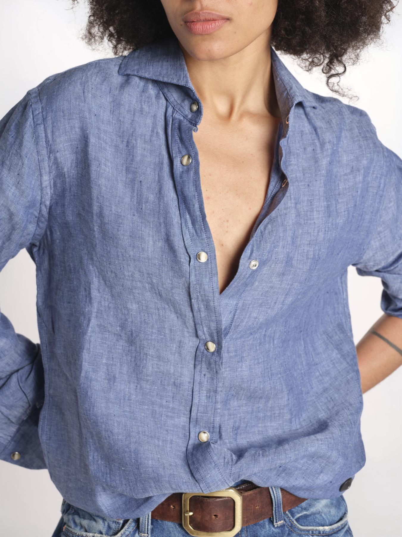 camicia uomo lino con automatici SABRILI DENIM milaura 