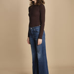 denim a zampa con bottoni THE TOMCAT ROLLER SKIMP 10115-259_A PFI (PERFECLY IMPERFETC) mother 