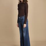 denim a zampa con bottoni THE TOMCAT ROLLER SKIMP 10115-259_A PFI (PERFECLY IMPERFETC) mother 