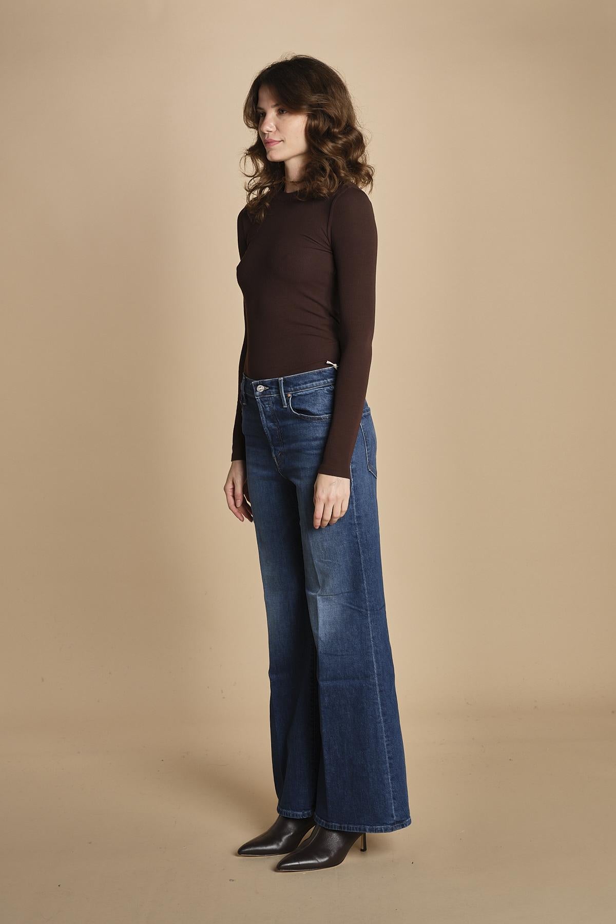 denim a zampa con bottoni THE TOMCAT ROLLER SKIMP 10115-259_A PFI (PERFECLY IMPERFETC) mother 
