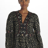  132MAYAEMBROIDERY BLACK sea ny 