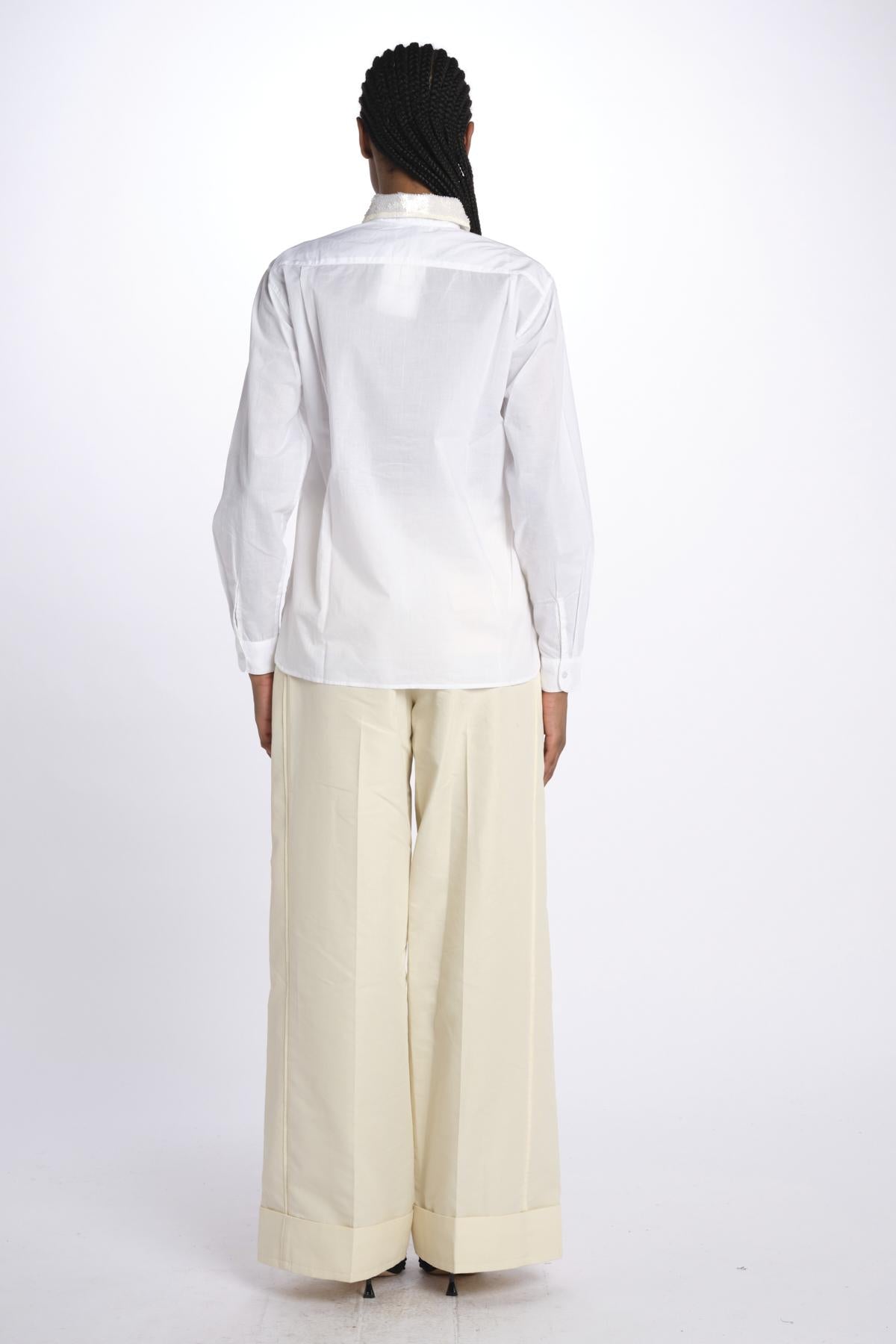 camicia con colletto in pailletes BE24552 WHITE milaura 