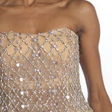 KATHLEEN abito mini con bustier in swaroski HL25 10428 SILVER retrofete 