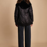 24065 giubbotto in nylon e pelliccia 24065350 NERO milaura 