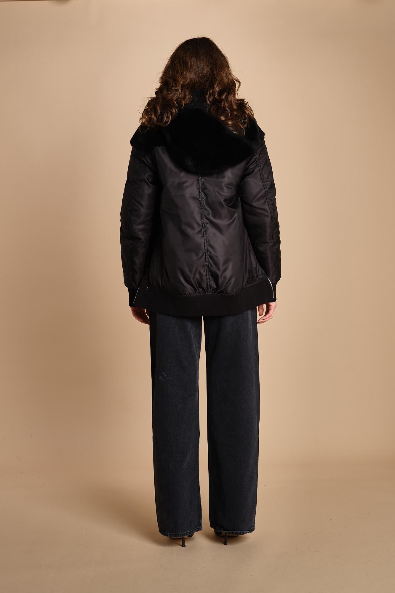 24065 giubbotto in nylon e pelliccia 24065350 NERO milaura 