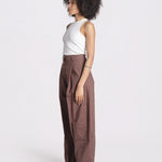 pantalone over con pinces in popeline BILLIE 3111 T0160 BROWN T0215 the latest 
