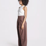 pantalone over con pinces in popeline BILLIE 3111 T0160 BROWN T0215 the latest 