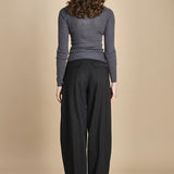 girocollo a costine manica luna in lana merino LAU30 E14038 GRIGIO SCURO milaura 