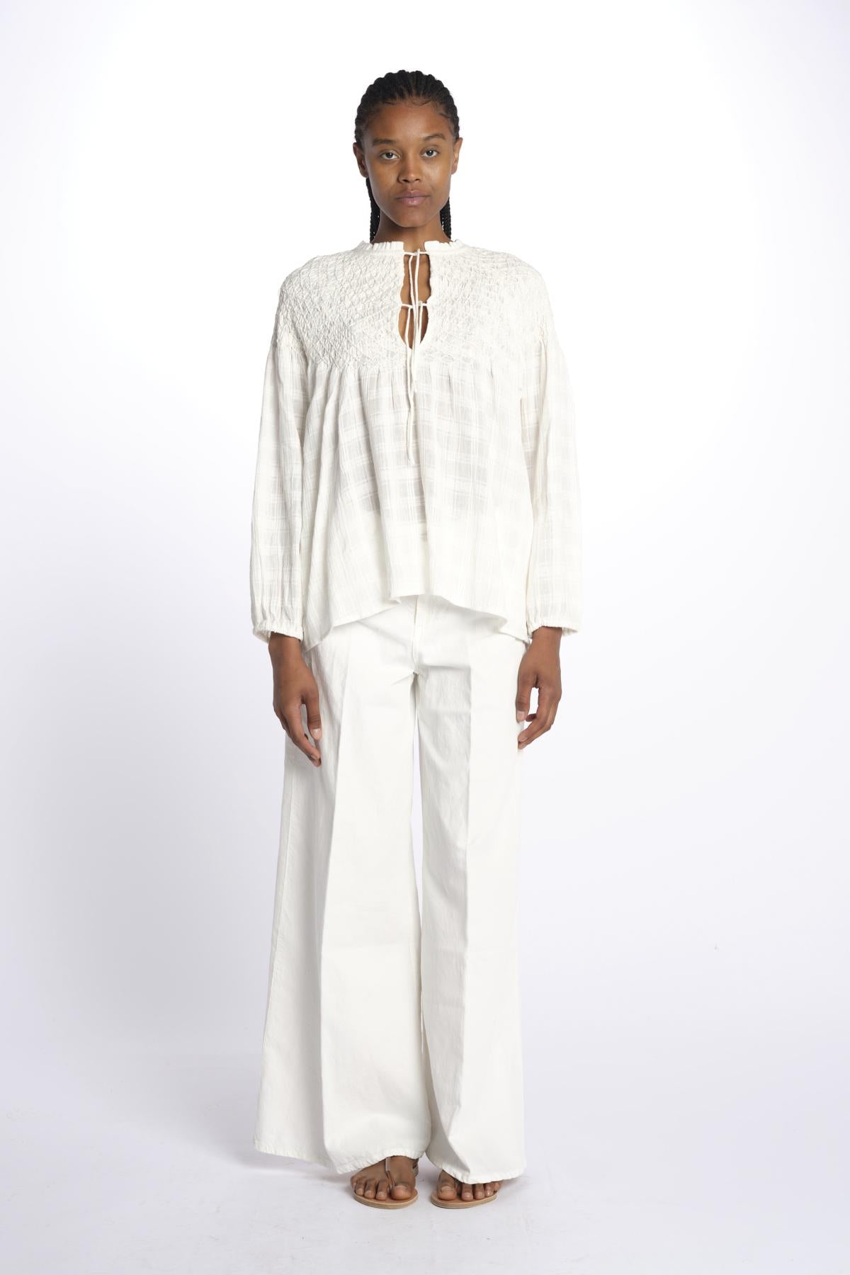 NICOLETTA camicia ricami rombi B0134 SNOW louise misha 