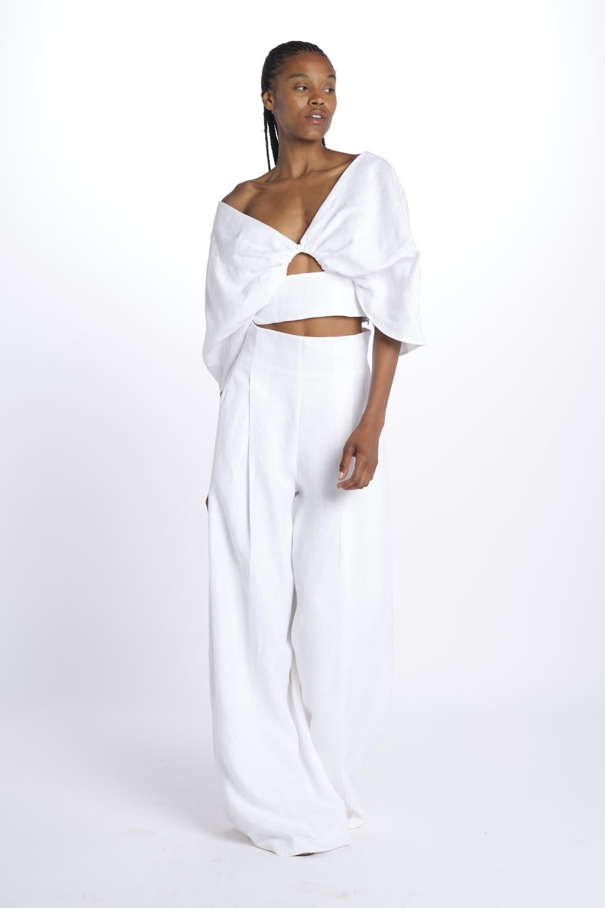 NIKA top manica a sbuffo con buco TOP NIKA BIANCO inasami 