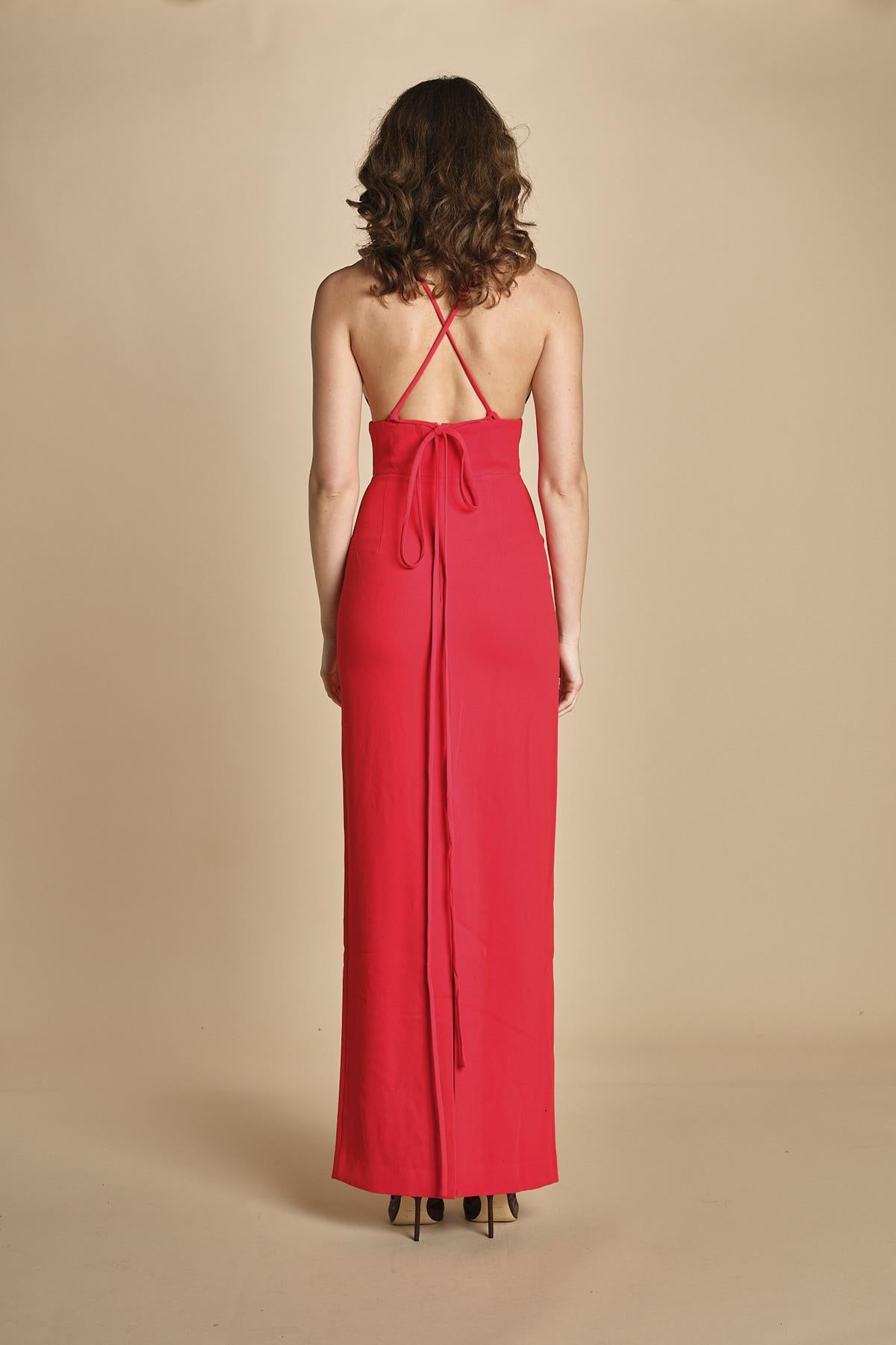 maxidress con spalline sottili incrociate MILLY RED solace 