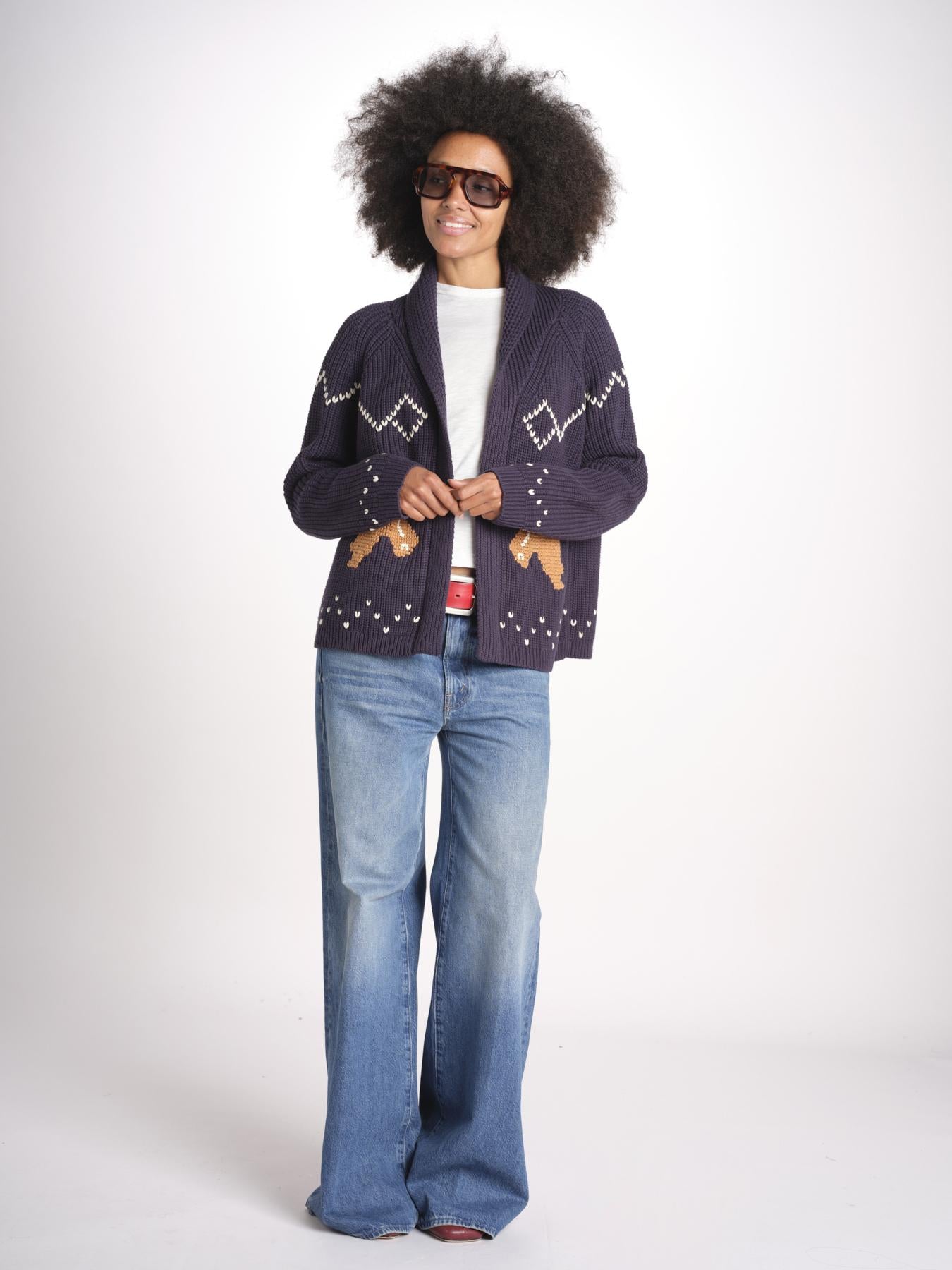 cardigan con cavalli THE HORSE LODGE S463682 NAVY the GREAT 