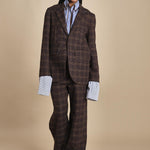 HARRY blazer quattro tasche in galles MJD505_A26240 BROWN COTTON CHECK jejia 