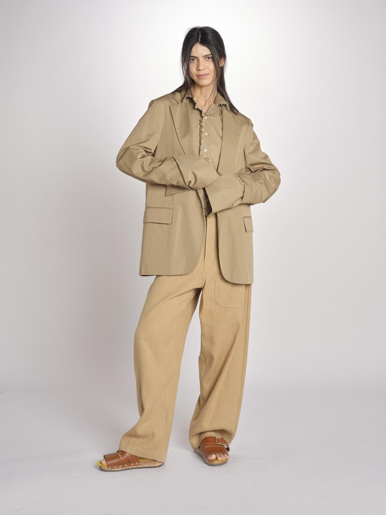 blazer lungo in cotone BIRKIN MJD514_ATEX44 BEIGE jejia 