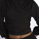 MARIA top con nodo e maniche lunghe MARIA NOIR laraethnics 