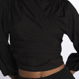 MARIA top con nodo e maniche lunghe MARIA NOIR laraethnics 