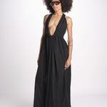 abito lungo scollato aperto CHANTAL BLACK christianzen 